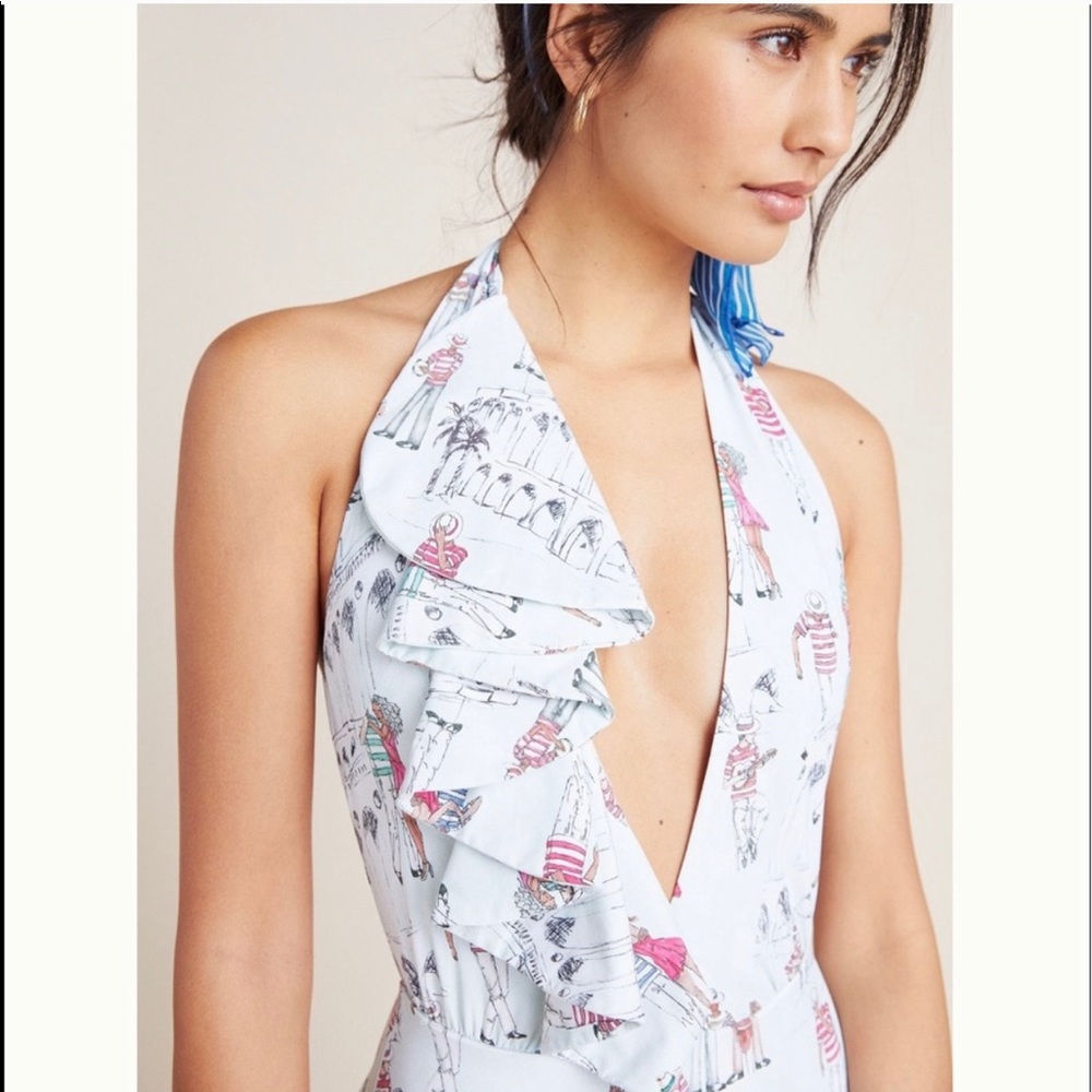 Anthropologie Patbo ruffled, one piece swimsuit.